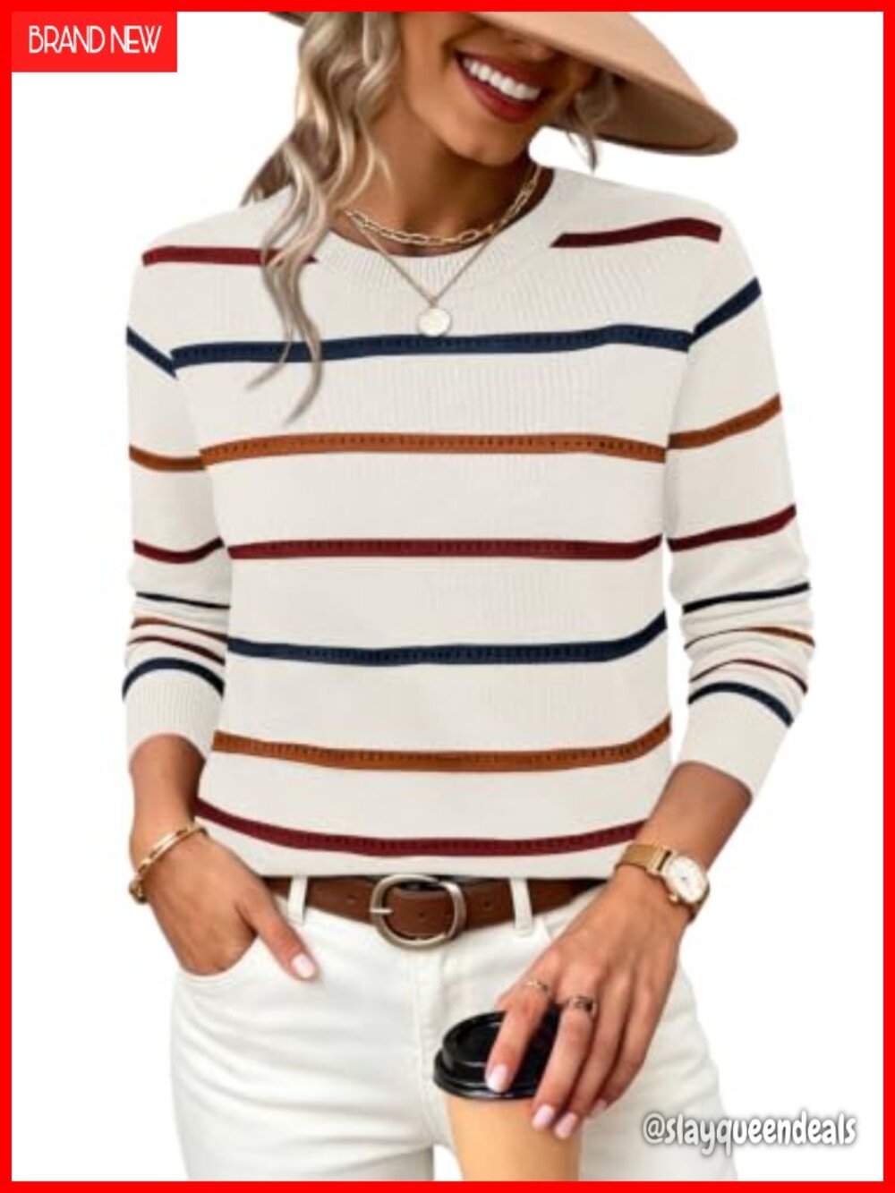 WIHOLL Women's Hollow Out Knit Sweater Scoop Neck Long Sleeve Pullover